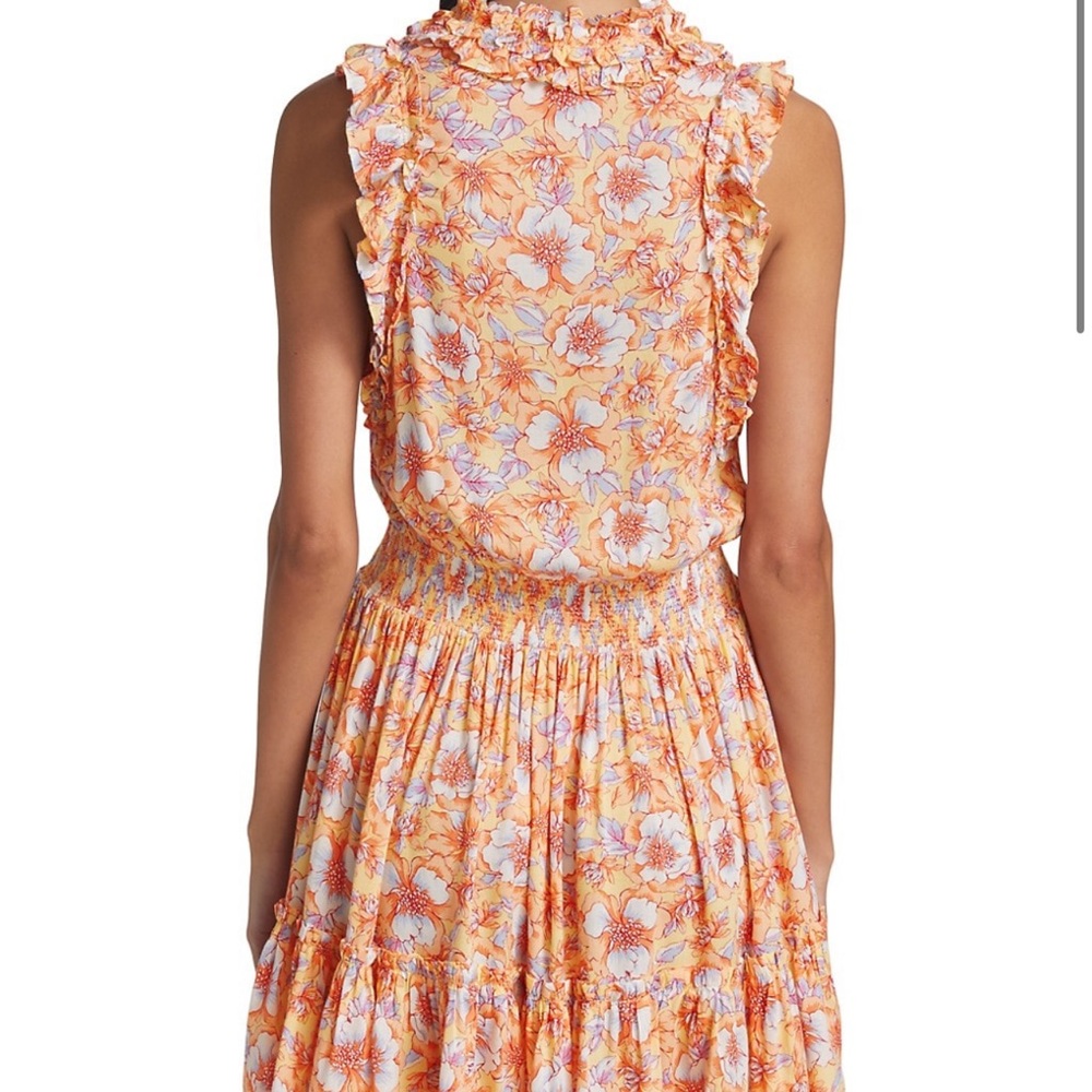 Poupette St. Barth Triny Smocked Floral Mini Dress with Tassel Ties - Picture 5 of 11